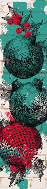 Free printable Christmas bookmarks of two large green ornaments